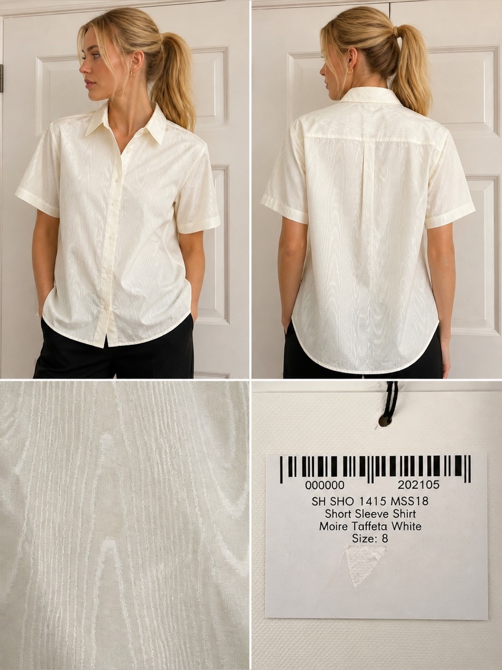 Victoria Beckham Moiré Taffeta Short Sleeve Shirt – Size 8 (New with Tags)